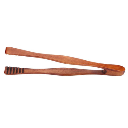 Qiilu Wooden BBQ Serving Tongs 26.5cm for Buffet, Salad and Bread