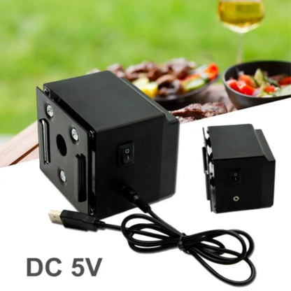 Rechargeable Rotisserie Grill Motor, DC 5V, 4 RPM, Black Metal
