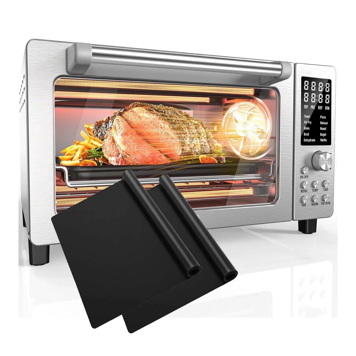 Black Teflon BBQ Grill Mat 40 x 33 cm Reusable Non-Stick Cooking Sheet