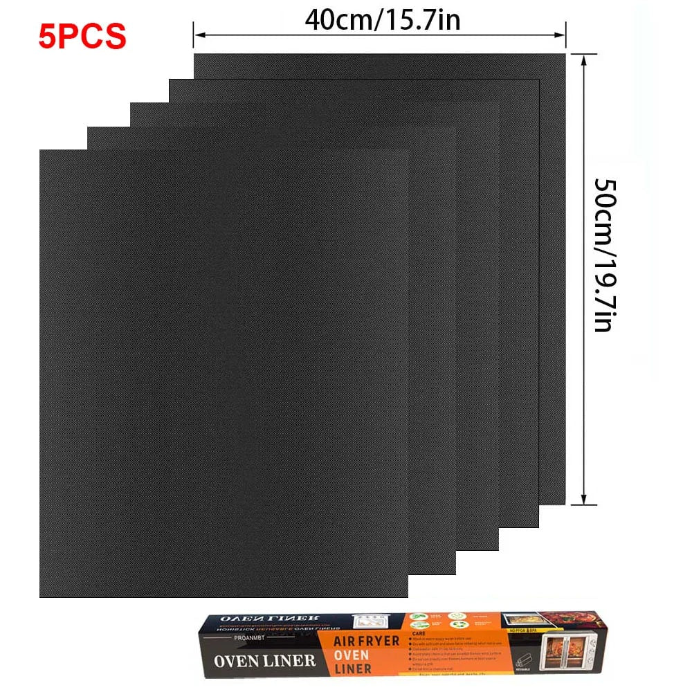 Black Teflon BBQ Grill Mat 40 x 33 cm Reusable Non-Stick Cooking Sheet - 40x50 5pcs-A