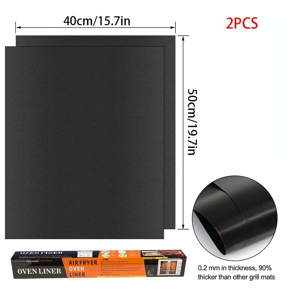 Black Teflon BBQ Grill Mat 40 x 33 cm Reusable Non-Stick Cooking Sheet - 40x50 2pcs-A