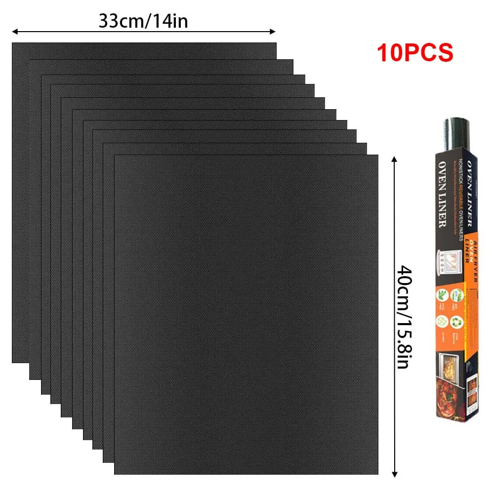 Black Teflon BBQ Grill Mat 40 x 33 cm Reusable Non-Stick Cooking Sheet - 33x40 10pcs-A