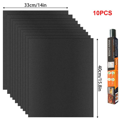 Black Teflon BBQ Grill Mat 40 x 33 cm Reusable Non-Stick Cooking Sheet - 33x40 10pcs-A