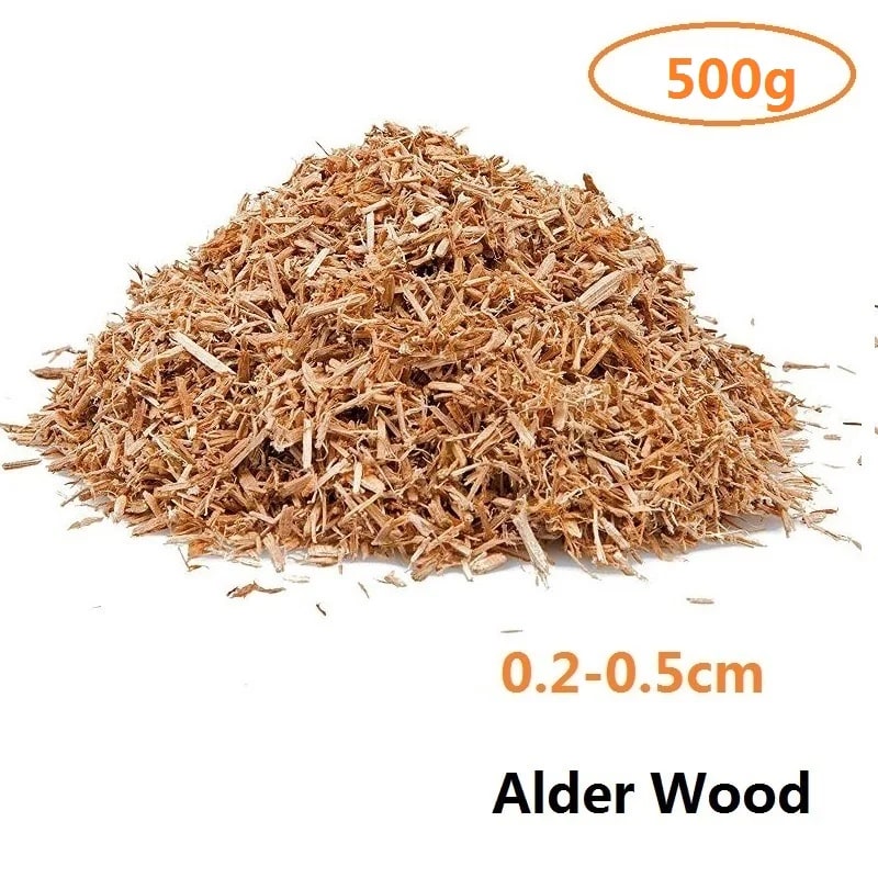 Wood Smoking Chips and Pellets for BBQ Smokers, 500g Options - Alder 500g 0.2cm