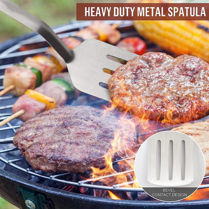 OUNIZI Stainless Steel BBQ Tool Set with Tongs, Spatula and Fork, 18-Inch