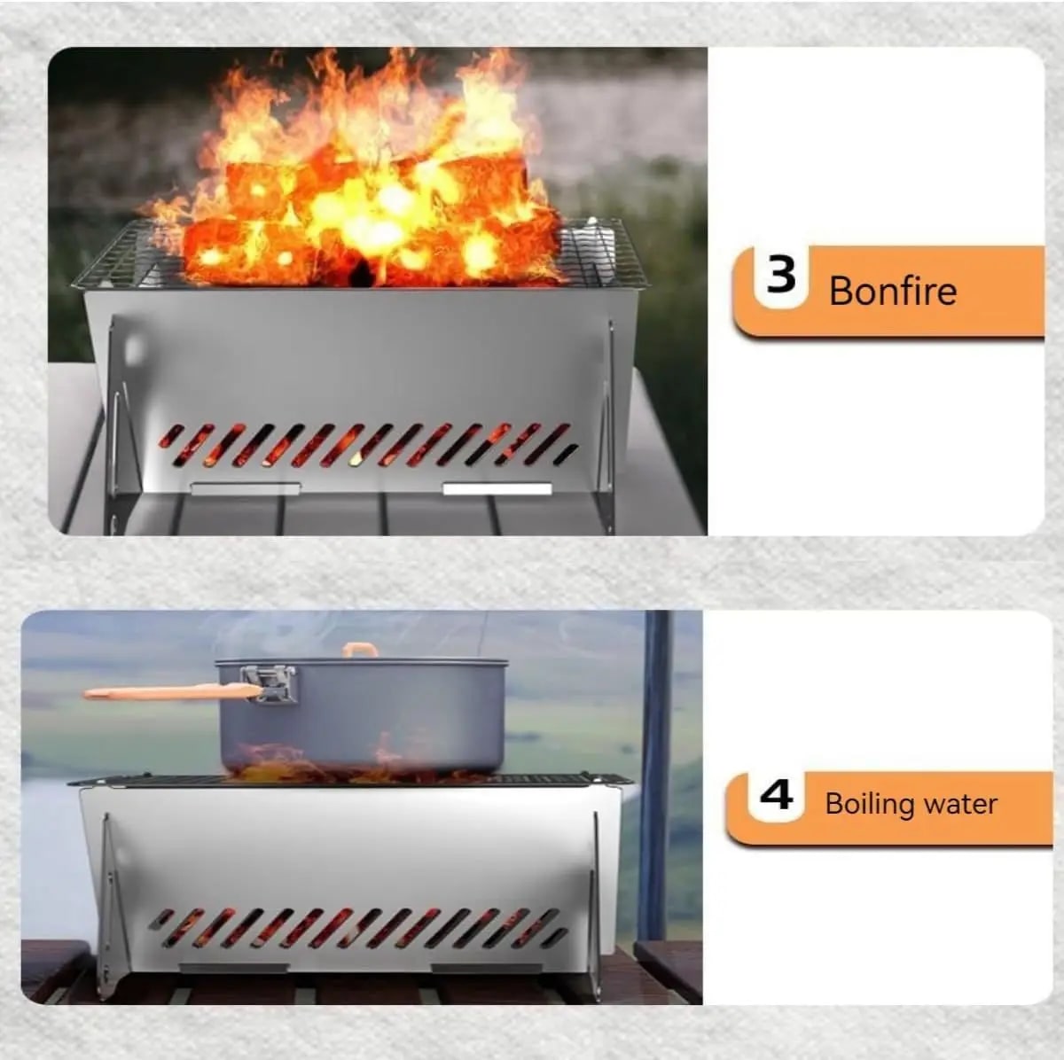 Portable Foldable Stainless Steel Charcoal Grill 20 x 17.5 x 11 cm