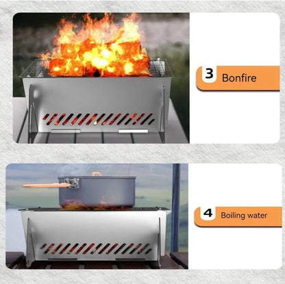 Portable Foldable Stainless Steel Charcoal Grill 20 x 17.5 x 11 cm