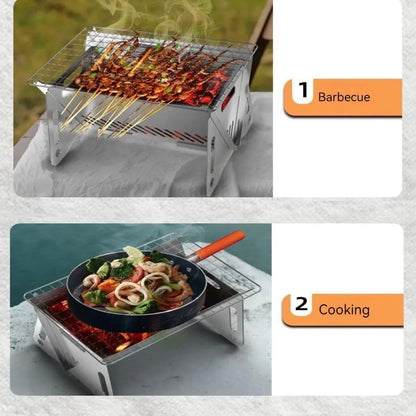 Portable Foldable Stainless Steel Charcoal Grill 20 x 17.5 x 11 cm