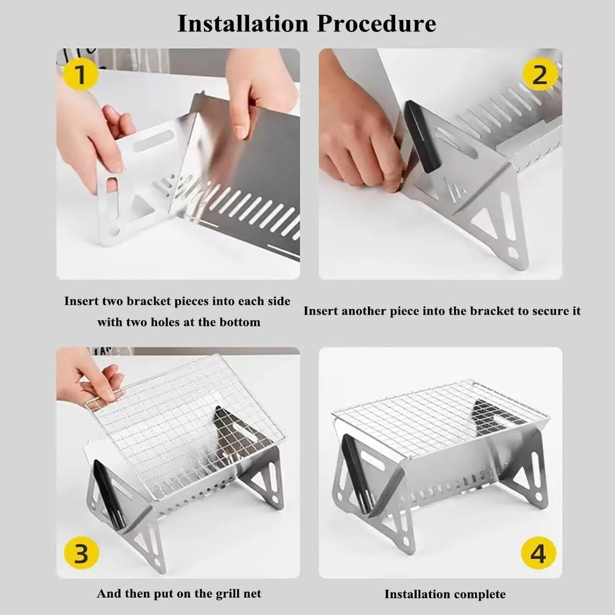 Portable Foldable Stainless Steel Charcoal Grill 20 x 17.5 x 11 cm