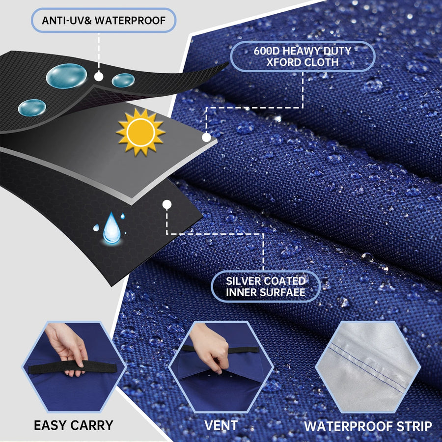 Waterproof Outdoor BBQ Grill Cover with Adjustable Hem and Hook-and-Loop Straps