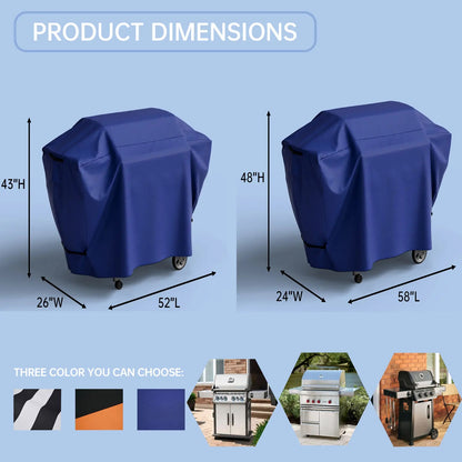 Waterproof Outdoor BBQ Grill Cover with Adjustable Hem and Hook-and-Loop Straps
