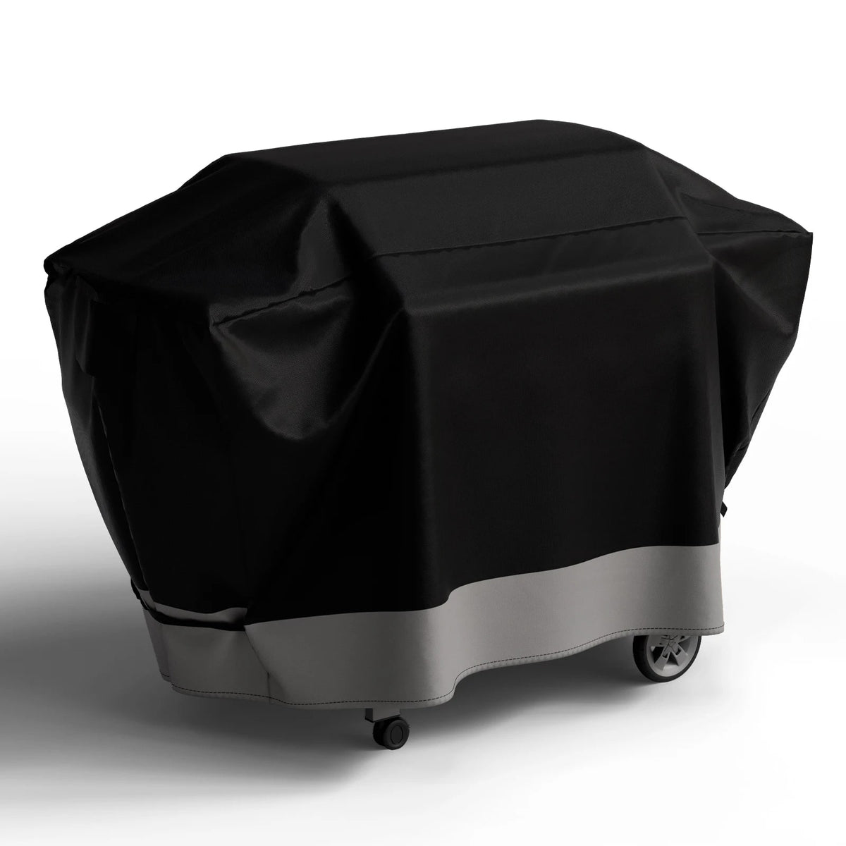 Waterproof Outdoor BBQ Grill Cover with Adjustable Hem and Hook-and-Loop Straps - 132X66X109CM / Black and gray
