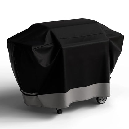 Waterproof Outdoor BBQ Grill Cover with Adjustable Hem and Hook-and-Loop Straps - 132X66X109CM / Black and gray
