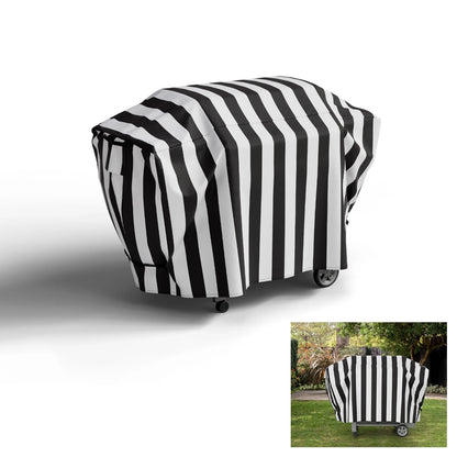 Waterproof Outdoor BBQ Grill Cover with Adjustable Hem and Hook-and-Loop Straps - 132X66X109CM / stripe