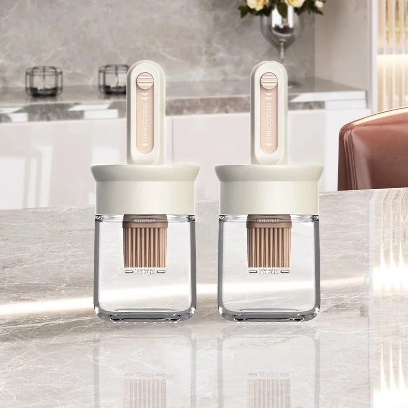 GIANXI Oil Basting Brush with Glass Jar, PP and ABS BBQ Cooking Tool - pink x2