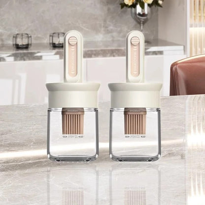 GIANXI Oil Basting Brush with Glass Jar, PP and ABS BBQ Cooking Tool - pink x2