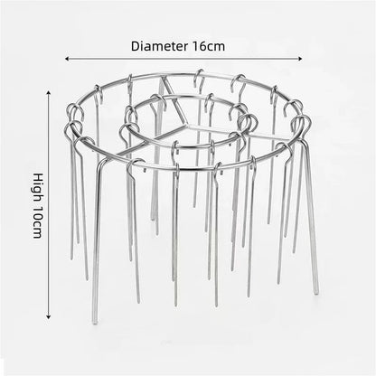 Stainless Steel Vertical Skewer Holder for Air Fryers, 16 x 10cm, 12 to 30 Hook Options