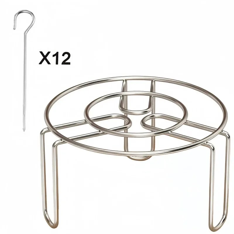 Stainless Steel Vertical Skewer Holder for Air Fryers, 16 x 10cm, 12 to 30 Hook Options - Model B 12 hooks