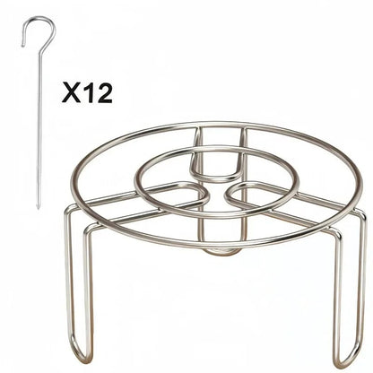 Stainless Steel Vertical Skewer Holder for Air Fryers, 16 x 10cm, 12 to 30 Hook Options - Model B 12 hooks