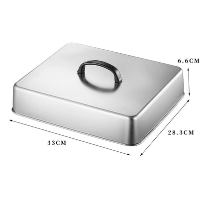 Square 304 Stainless Steel Basting Cover for Griddle, Steak, Burger and Cheese Melting - Grill Lid 33x28cm