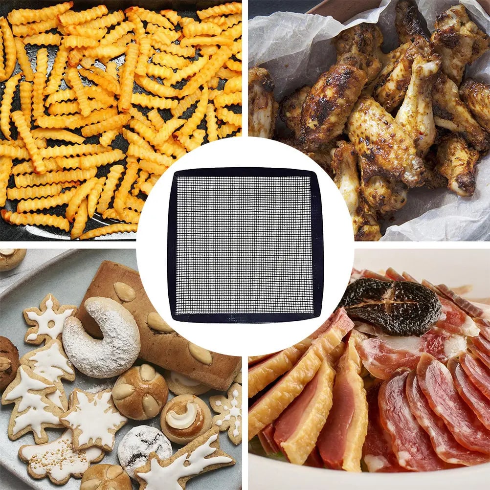 Reusable Plastic BBQ Grill Mesh Mat 30 x 30 cm for Outdoor Grilling