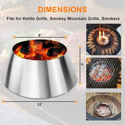 Stainless Steel BBQ Charcoal Heat Cone 12in for Kettle Grills