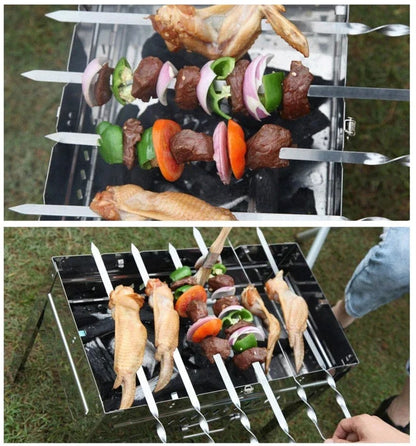 BBQ Fork Skewers with Wooden Handles, Stainless Steel, 43cm, 6 Piece Set