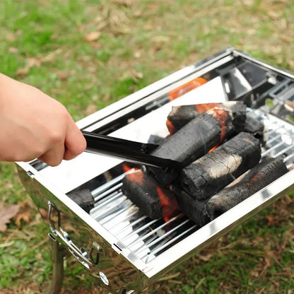 Black Metal Charcoal Grill Tongs 31cm BBQ Fire Poker Tool, 1PC or 2PCS