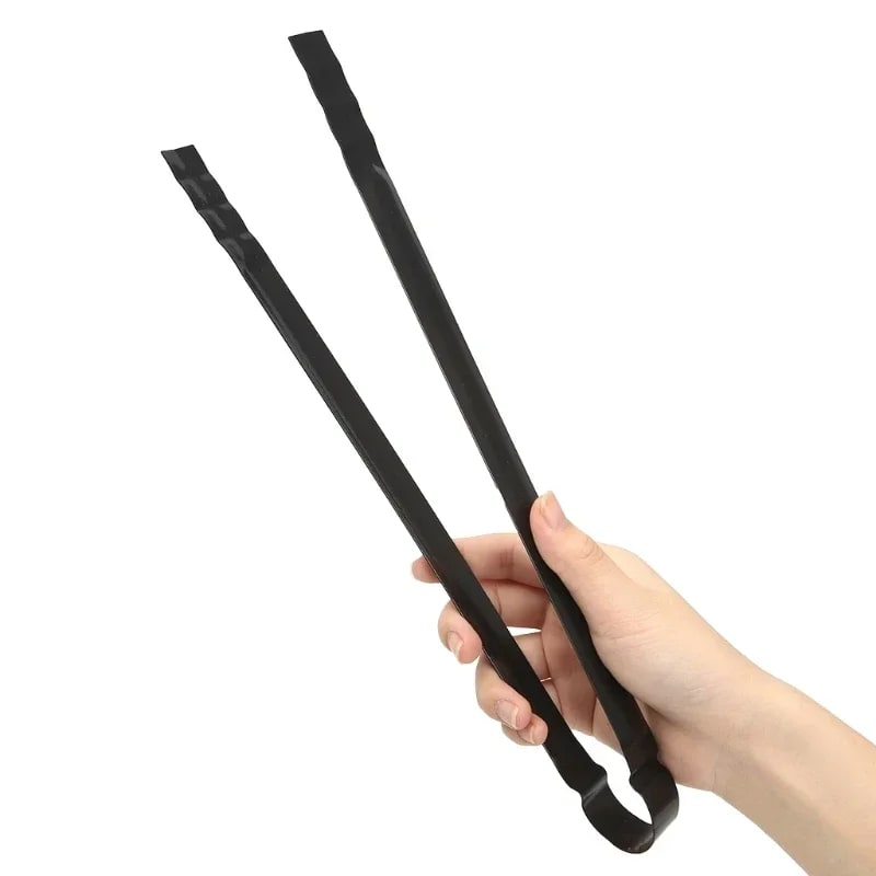Black Metal Charcoal Grill Tongs 31cm BBQ Fire Poker Tool, 1PC or 2PCS - 1PC