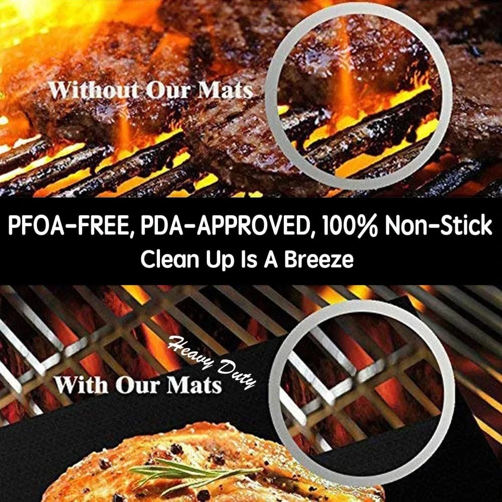 PTFE-Coated BBQ Grill Mats 40 x 33cm, Reusable, 3, 5 or 10 Pieces