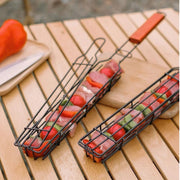 Barbecue Grilling Cage Skewers with Wooden Handles, 2 Piece Set, 49 cm