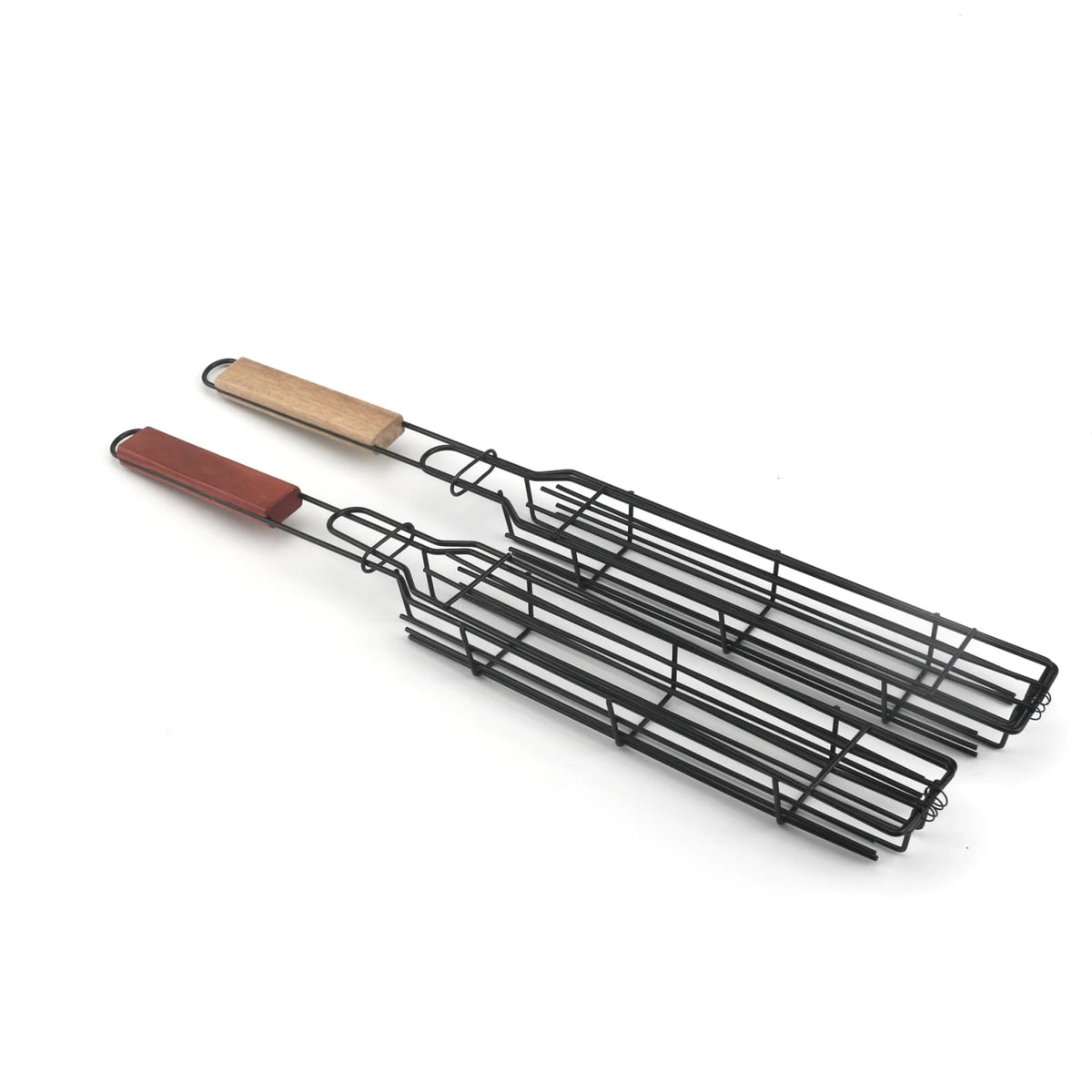 Barbecue Grilling Cage Skewers with Wooden Handles, 2 Piece Set, 49 cm - 2pcs
