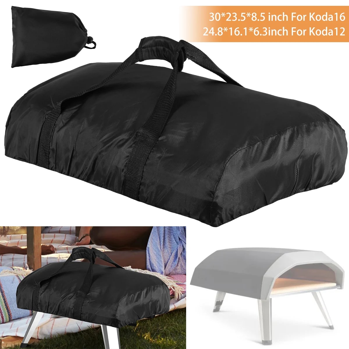 Outdoor Pizza Oven Cover for Ooni Koda 12 & 16, Black Oxford Fabric