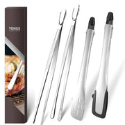 Stainless Steel BBQ Tongs and Grilling Tweezers, 10-12 Inch Options