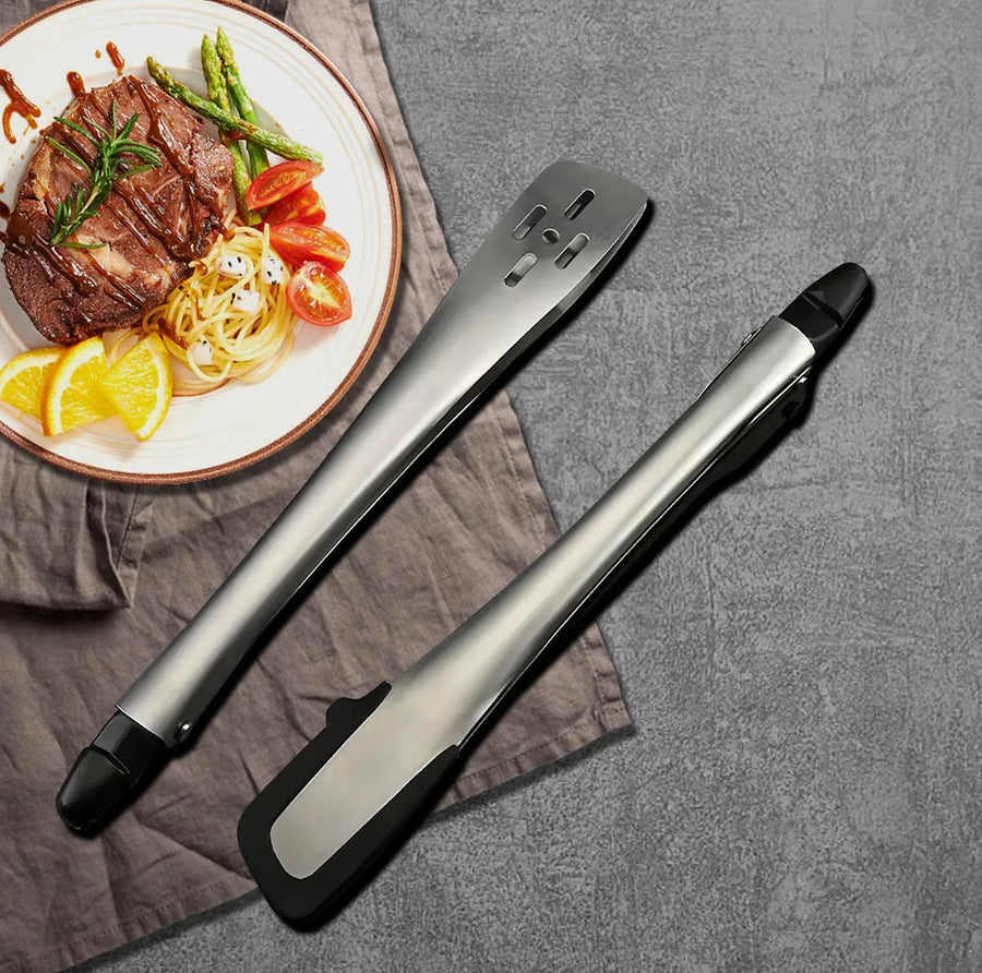 Stainless Steel BBQ Tongs and Grilling Tweezers, 10-12 Inch Options