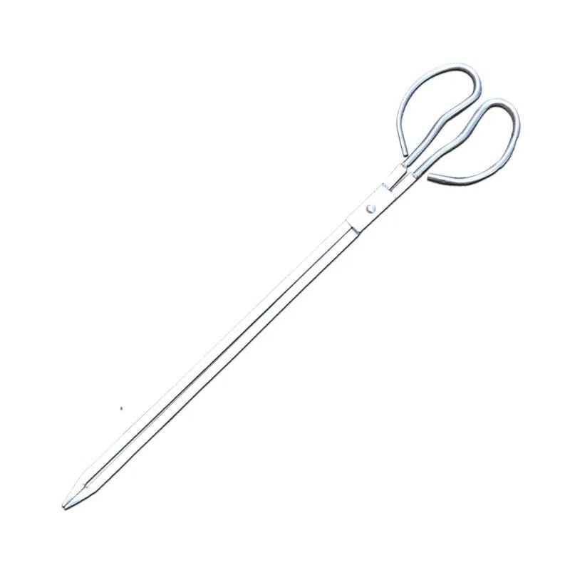 Chrome-Plated Iron Fire and BBQ Tongs with Flat Grips, 54cm