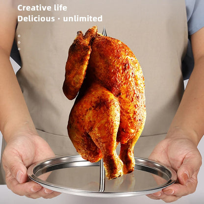 Vertical Chicken Roaster Rack Metal BBQ Holder 27 x 25cm
