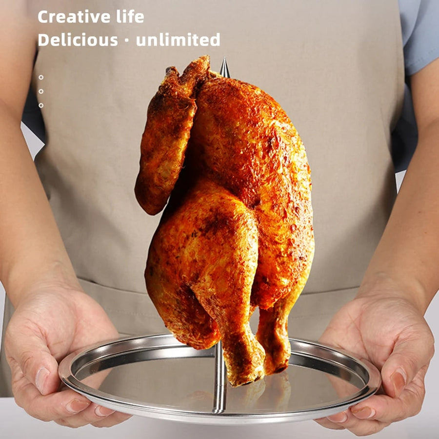 Vertical Chicken Roaster Rack Metal BBQ Holder 27 x 25cm