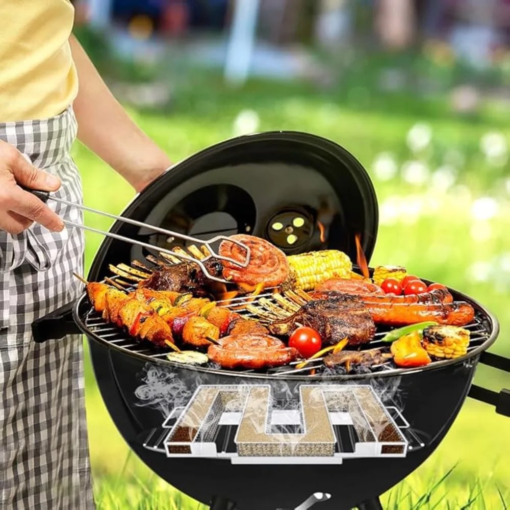 Cold Smoke Generator Stainless Steel BBQ Smoker with Handle, Hooks and Brush
