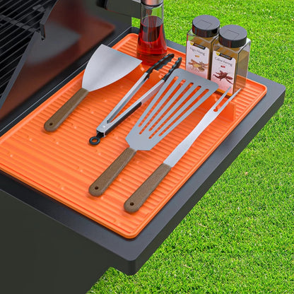 Silicone BBQ Side Shelf Mat with Utensil Holder, 47.8 x 29.2 cm