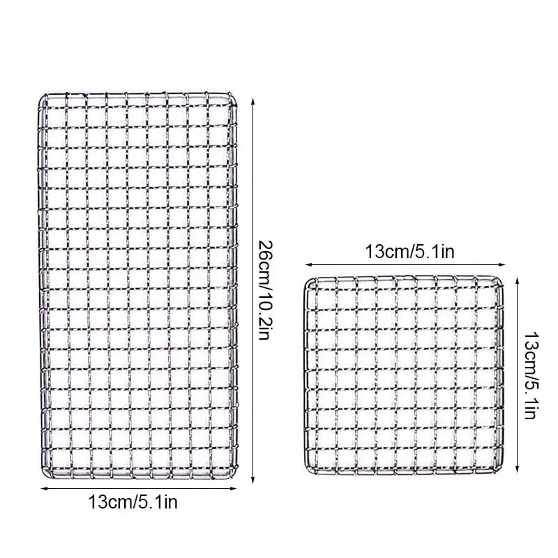 YOMEEI BBQ Grill Mesh Set, 304 Stainless Steel, Non-Stick, 26 x 13cm and 13 x 13cm