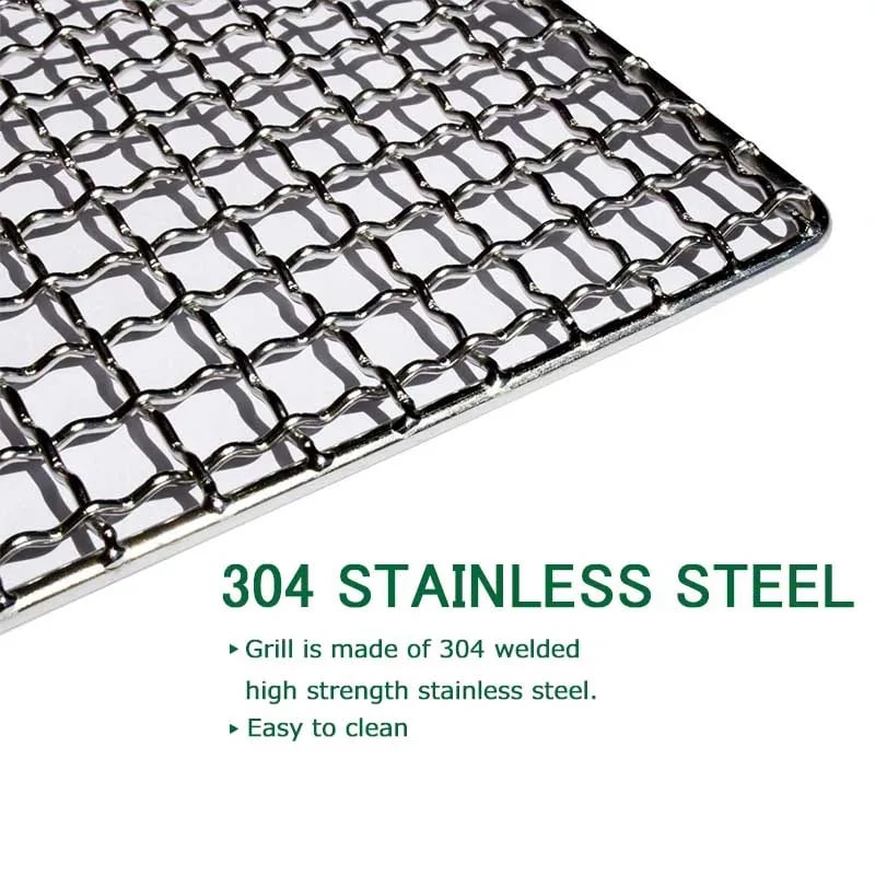 YOMEEI BBQ Grill Mesh Set, 304 Stainless Steel, Non-Stick, 26 x 13cm and 13 x 13cm