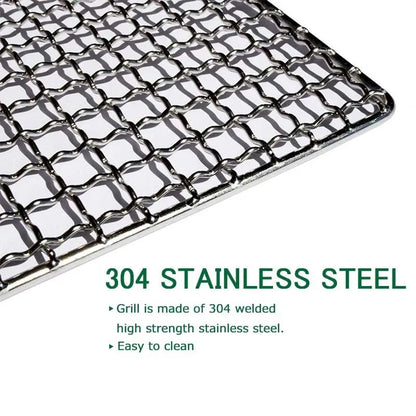 YOMEEI BBQ Grill Mesh Set, 304 Stainless Steel, Non-Stick, 26 x 13cm and 13 x 13cm