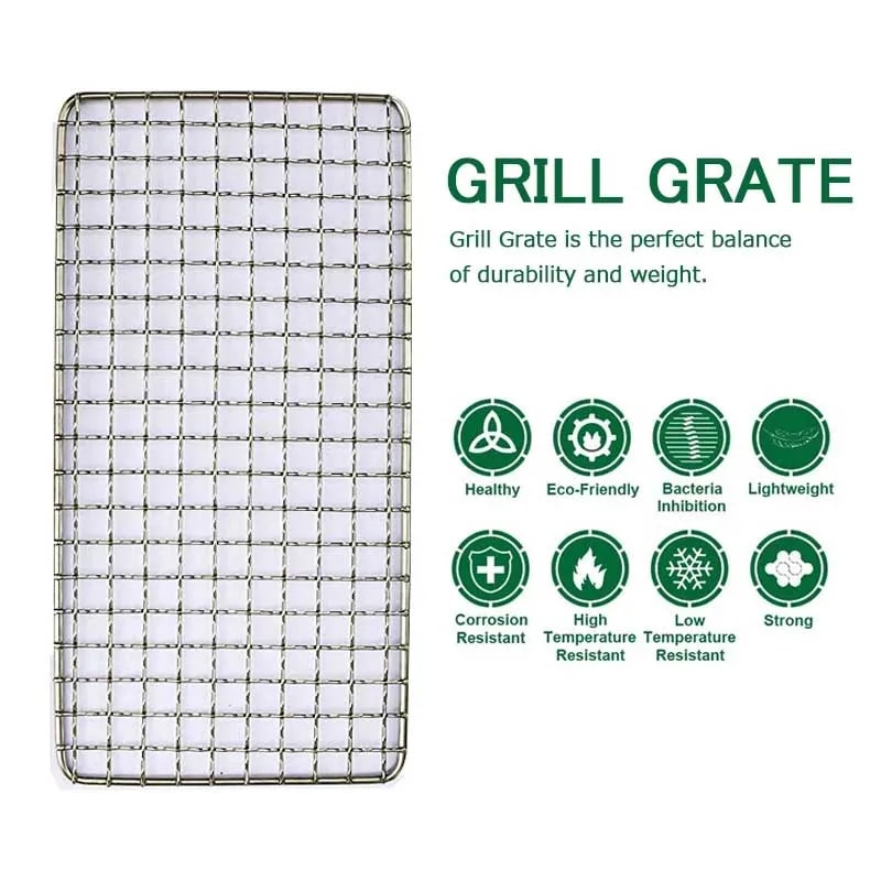 YOMEEI BBQ Grill Mesh Set, 304 Stainless Steel, Non-Stick, 26 x 13cm and 13 x 13cm