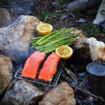 YOMEEI BBQ Grill Mesh Set, 304 Stainless Steel, Non-Stick, 26 x 13cm and 13 x 13cm