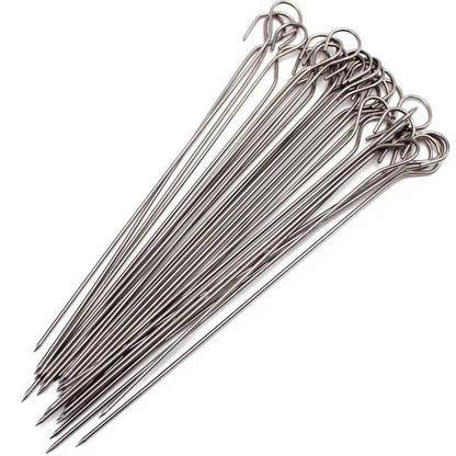 Stainless Steel BBQ Skewers with Looped Ends, 15-50cm, 10 or 20 Pack