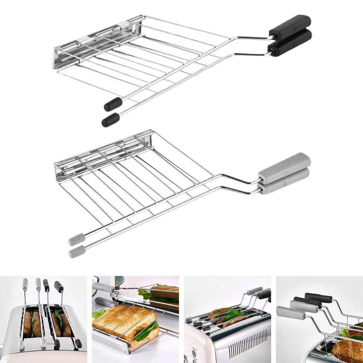 Metal Bread Toast Rack and Loaf Slice Holder for Toaster or Grill, 27cm