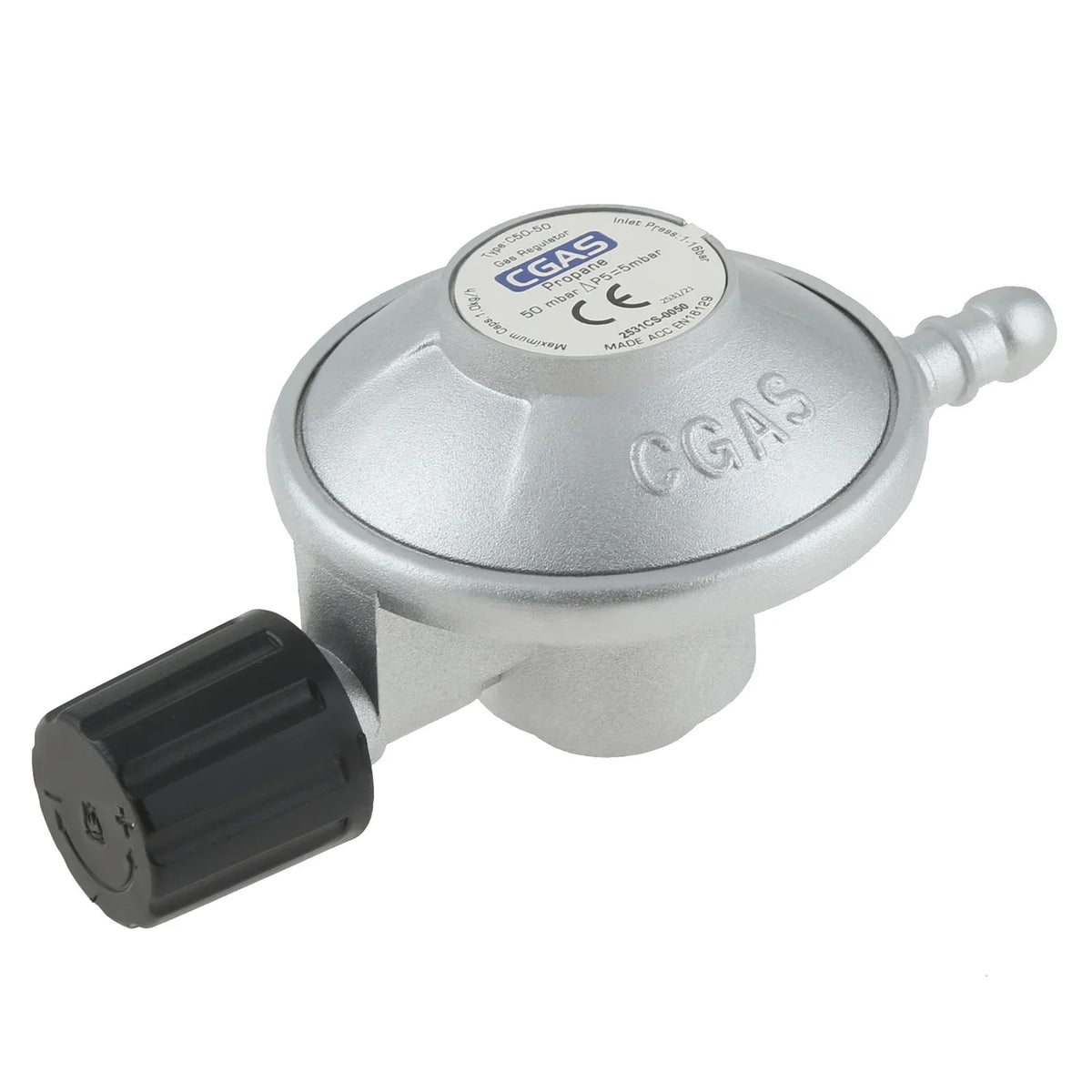 Adjustable Low-Pressure Propane Gas Regulator with Hose Barb for 1 lb Bottles