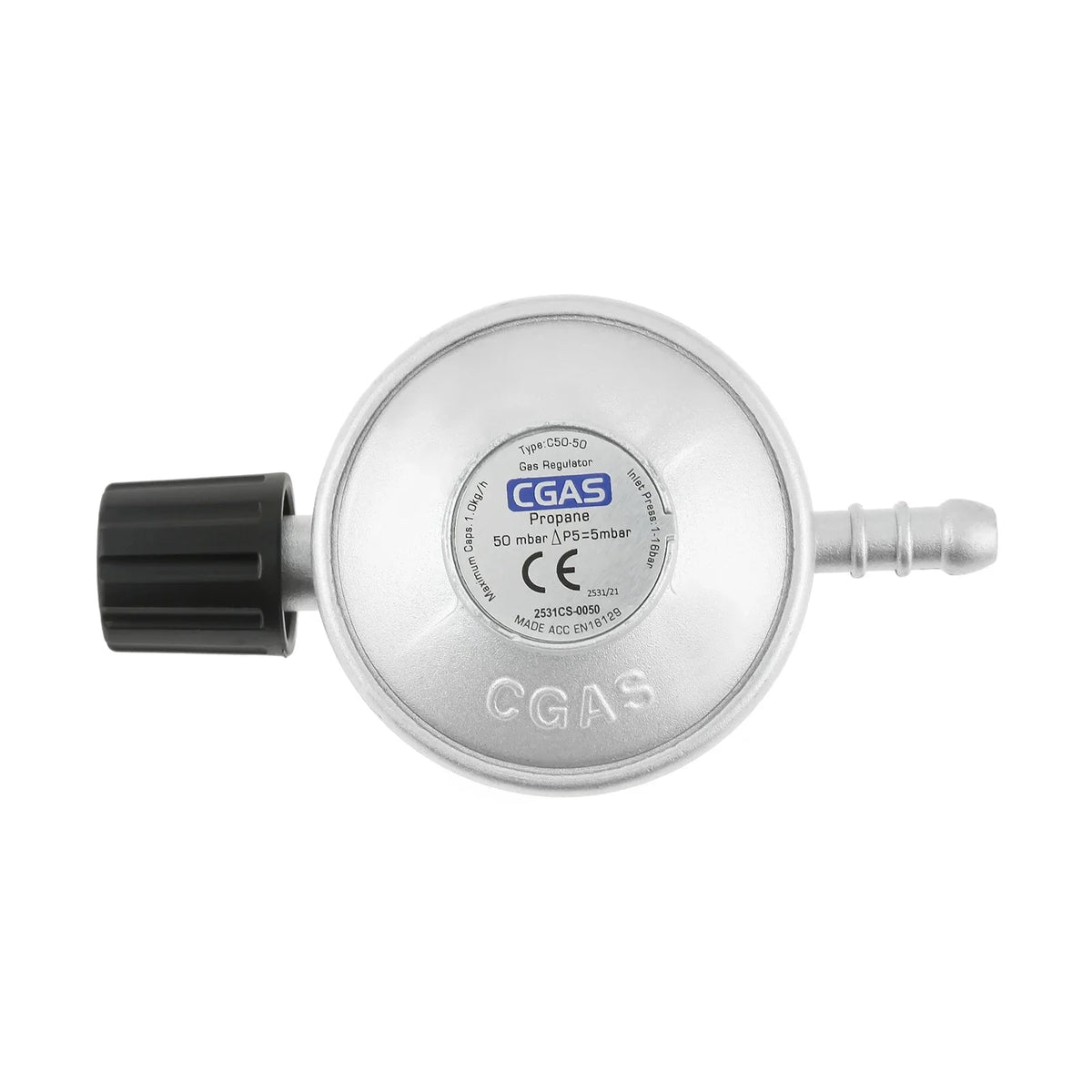Adjustable Low-Pressure Propane Gas Regulator with Hose Barb for 1 lb Bottles