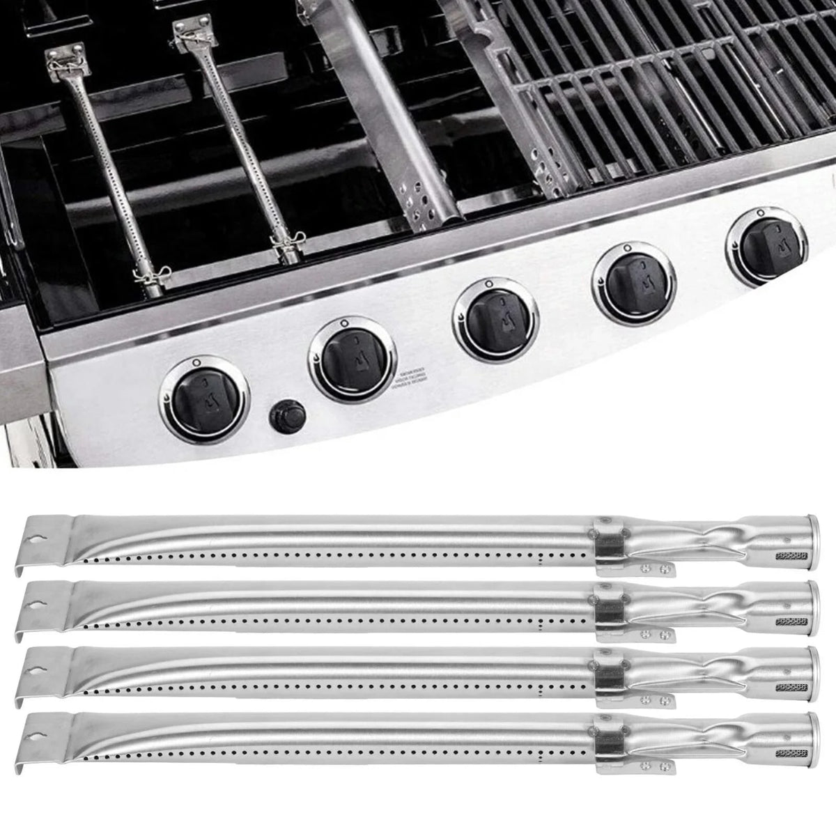 Stainless Steel BBQ Replacement Burners, 4-Pack, 378 x 25mm